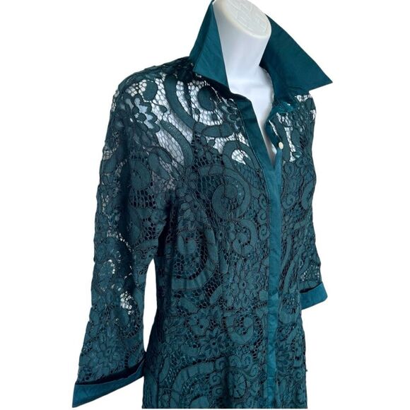 NANETTE LEPORE Green Lace Midi Dress Size 2 - Picture 2 of 6